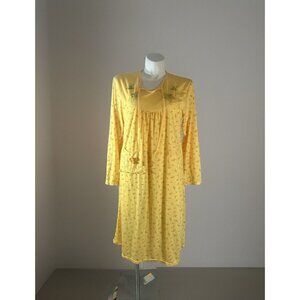 Everyday Nightgown Yellow Long Sleeve Size XXL Women's Embroidered Floral